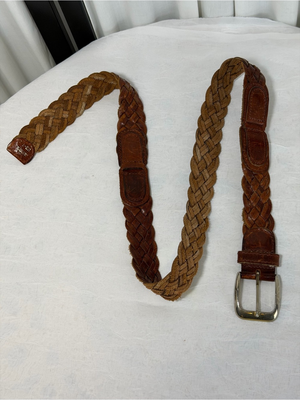 Braided Brown Leather Men's Belt - Classic Casual Style